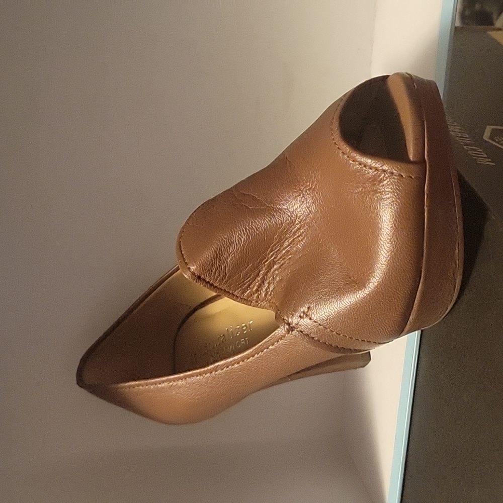 Peep toe heels. BROWN/TAN 3 1/4" heels  leather Size 7